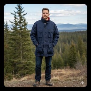 Eddy Bauer Vintage Navy Blue Field Jacket,utility Barn Coat, wool lined,size L